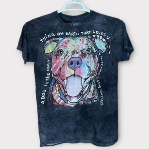 Dog love T-shirt Mens Small Bleached colorful Casual Nature Trendy Love Grunge